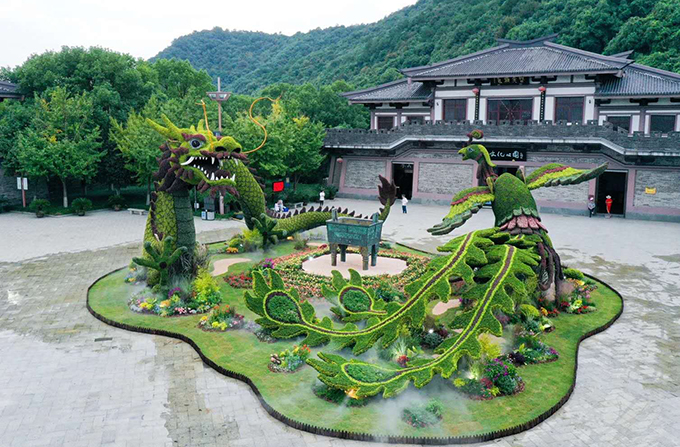 2020年9月浙江杭州富陽(yáng)東吳文化公園國(guó)慶綠雕項(xiàng)目“龍飛鳳舞鼎盛世” (8).jpg